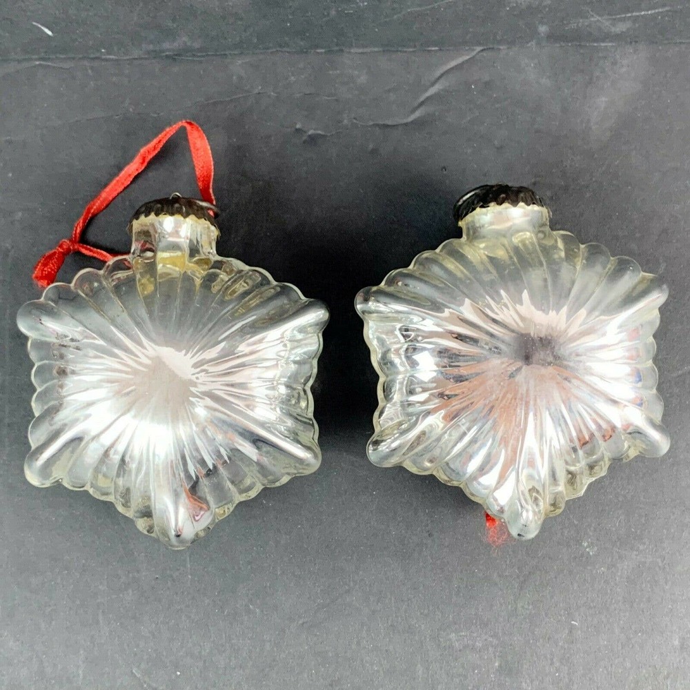 Vintage Mercury Glass Kugel Style Silver Star Shape 4" Christmas Ornament O12